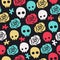 Skull rose seamless pattern. Vector illustration.