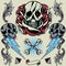 Skull, Rose, Thunder, Pyramid, Ribbon, Bone Cross and Floral Ornament