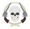 Skull with two revolvers and lasso emblem