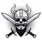 Skull of Viking Warrior with Crossed Swords Vector