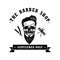 Skull Vintage Barber Shop Logo Design Template Vector Illustration