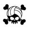 Skull volleyball. Ball is head of skeleton. Emblem for sports fa