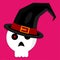 Skull wearing witch hat isolated for halloween concept  illustration