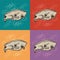 Skulls of animal vector illustration. Doodle mammal skeleton. Hand drawn pattern on a colorful background.