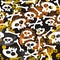 Skulls and bones on dark halloween pattern