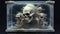 Skulls In Glass Container Display - Abstract 2d Fantasy Art