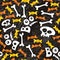 Skulls sweets and bones on dark halloween pattern