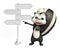 Skunk cartoon character with way sign