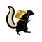 Skunk Walking with Backpack, Animal Character Having Hiking Adventure Travel or Camping Trip Vector Illustration