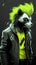 Skunk Wearing A Neon Leather Jacket Fashion Model