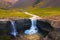 Skutafoss waterfalls near Hofn in Iceland photographed at sunset