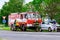 Skutech, Czech Republic, 26 June 2020: Car accident, the car drove off the road. Rescuers and police provide assistance