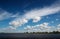 The sky above the river with different clouds