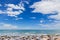 Sky with beautiful beach with rocks and tropical sea