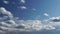 Only sky. Beautiful panorama of blue sky with white clouds. Relaxing view of moving transforming clouds