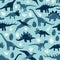 Sky blue dinosaur kids seamless pattern background