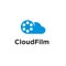 Sky cloud film icon logo vector illustration design