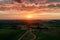 Sky clouds air drone view, yellow orange color landscape