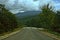 Sky Clouds Tropical Forest Road Right Turn Background