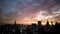 Sky colorful cloud flow, sunset on city buildings , time lapse vidoe