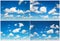 Sky daylight collection. Blue sky with fluffy clouds as background. Element of design.