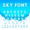 Sky font on a heavenly background.