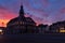 Sky full of drama and amazing colors at the Market square and above the town hall in downtown Maastrichtof