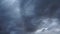 Sky and gray clouds. Puffy fluffy dark clouds. Cumulus cloud cloudscape time lapse. Autumn or winter sky time lapse