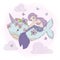 SKY MERMAID Sea Princess Dream Cartoon Vector Illustration Set