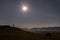 Sky moon stars mountains night steppe