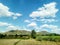 Sky, mountains, field  , Farmland, trees, landscape