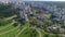 Sky over Western Administrative District in Moscow, Russia. View Moscow, Krylatsky Hills, cycle track, Krylatskaya cycle