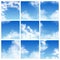 Sky pattern vector cloudy backdrop and blue clouded skyline heaven wallpaper illustration set of cloudscape with fluffy