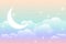 Sky rainbow background with glowing moon design