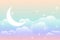 sky rainbow background with glowing moon design