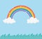 Sky rainbow clouds bright fantasy grass nature cartoon
