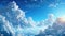 Sky\'s the Limit: Aerial View of AI-Generated Clouds and Blue Sky