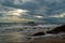 Sky, sea and clouds. Stormy clouds over gulf of Thailand. Koh Chang island