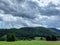 Sky before storm - gray clouds over Pohorje Mountains. Green Slovenia