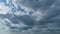 Sky after the storm. Majestic amazing blue sky with stratocumulus clouds. Nature stratus clouds moving. Timelapse.