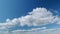 Sky after the storm. Majestic amazing blue sky with stratocumulus clouds. Nature stratus clouds moving. Timelapse.