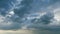 Sky before storm. Stormy cloudy sky wide panorama. Storm cloudy dramatic sky with dark rain grey cumulus cloud and blue