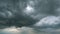 Sky before storm. Stormy cloudy sky wide panorama. Storm cloudy dramatic sky with dark rain grey cumulus cloud and blue