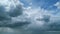 Sky before storm. Stormy cloudy sky wide panorama. Storm cloudy dramatic sky with dark rain grey cumulus cloud and blue