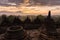 Sky sunrise over Borobudur stupa