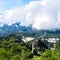 Sky view and Chin Swee caves temple on skyway cable car, Genting Highland, Malaysia, In a ropeway cable car going down from Gentin