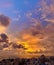 Sky view of Mumbai skyline beautiful nature and clear blue purple sky clouds over city buildings