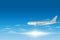 Sky view of a plane . Passenger airplanes on the sky view background. vector illustration