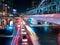 Sky walker in night at the center bangkok city