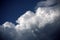 Sky with white cloud. Smoke in blue sky. weather and forecast. atmosphere and air with cloudy sunny sky.